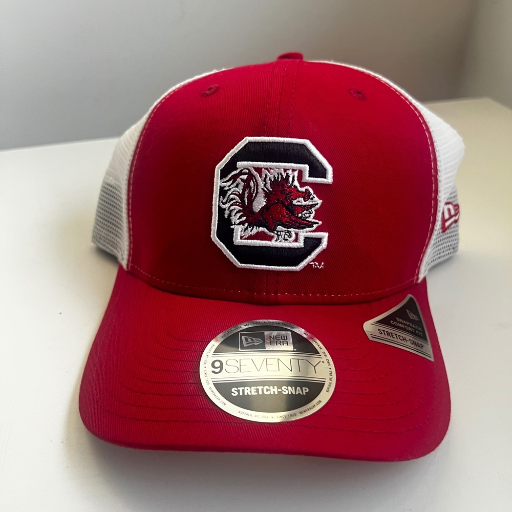 New Era 9SEVENTY South Carolina Gamecocks Red White Trucker Hat Stretch-Snap 970